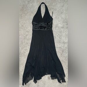 S.L. Fashions Halter Asymmetrical Hem Dress Black size 8